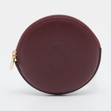 Cartier Burgundy Leather Must De Round Coin Purse