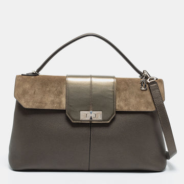 Cartier Grey Leather and Suede Feminine Line Top Handle Bag