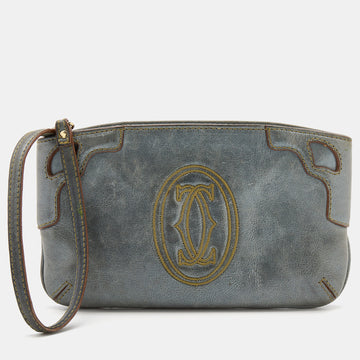 Cartier Grey Leather Marcello de Cartier Wristlet Clutch