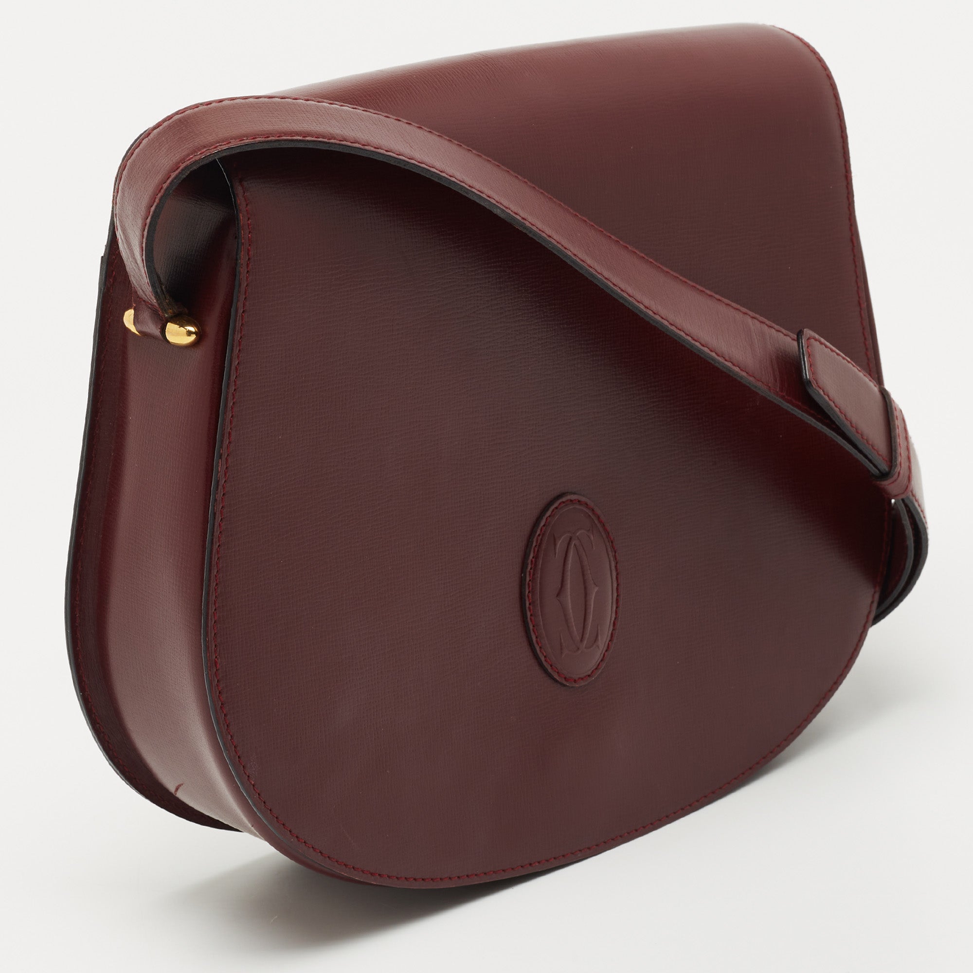 CARTIER Burgundy Leather Must de Saddle Bag