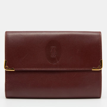 CARTIER Burgundy Leather Must De  Compact Wallet