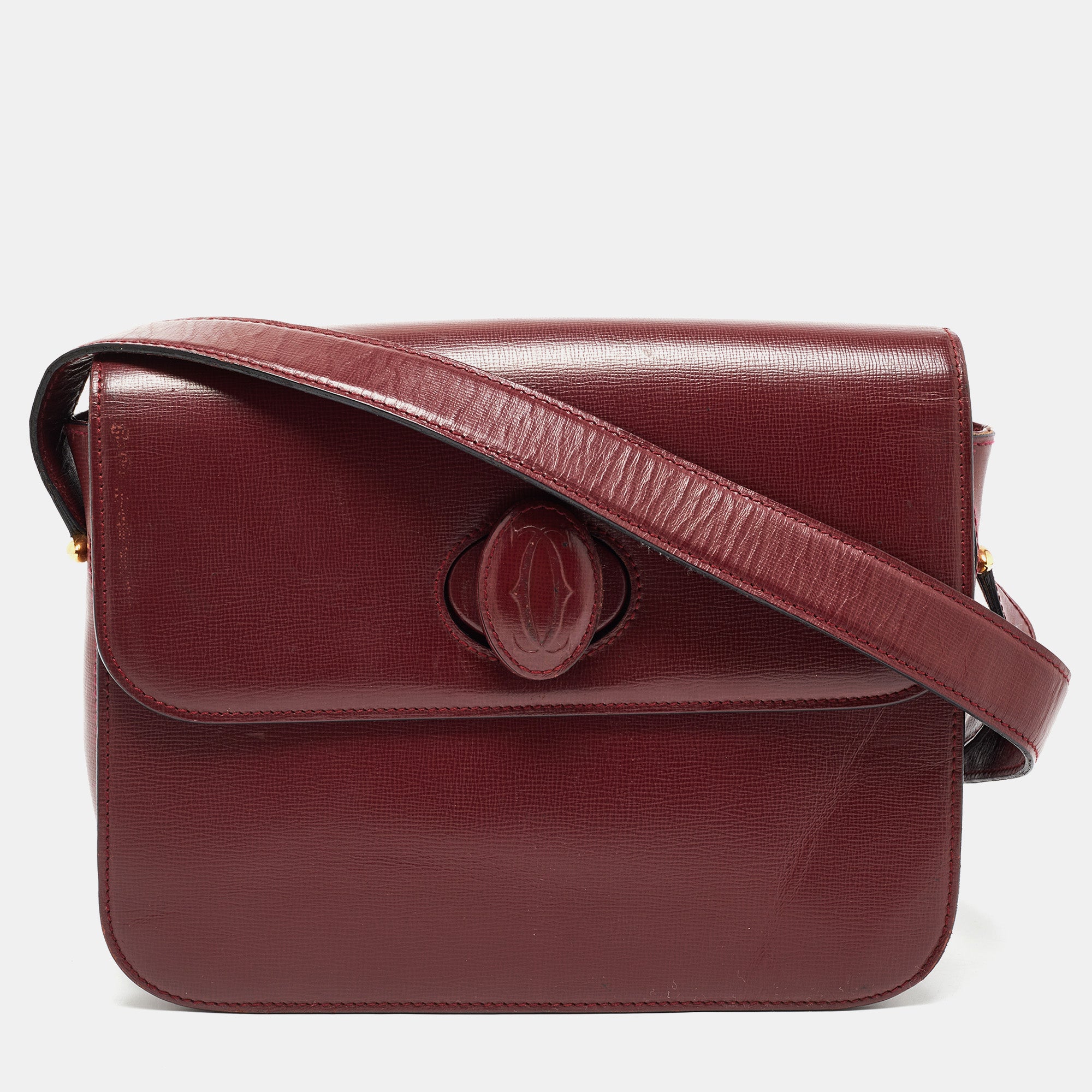 CARTIER Burgundy Leather Must De Shoulder Bag