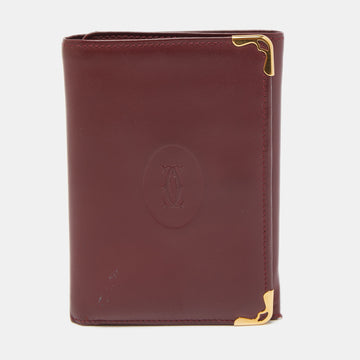 CARTIER Burgundy Leather Must De  Tri Fold Wallet