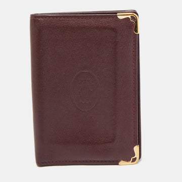 CARTIER Burgundy Leather Must De  Card Holder