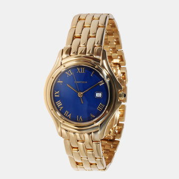 Cartier Blue 18K Yellow Gold Cougar 887904 Women's Wristwatch 32.5 mm