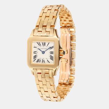 Cartier White 18k Yellow Gold Santos Demoiselle W25063X9 Women's Wristwatch 20 mm