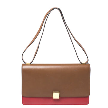 Celine Brown/Red Leather Large Classic Box Bag