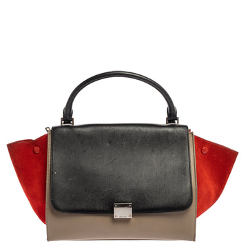 Celine Multicolor Leather and Suede Medium Trapeze Top Handle Bag