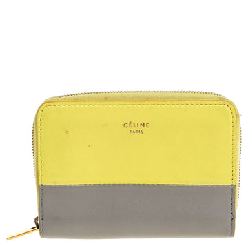 Celine Yellow/Grey Leather Zip Around Coin Purse