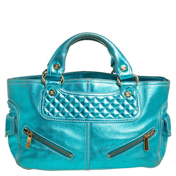 Celine Metallic Blue Leather Boogie Tote