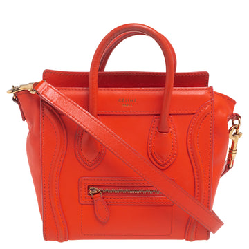 Celine Orange Leather Nano Luggage Tote