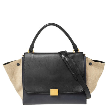 Celine Tricolor Leather and Canvas Medium Trapeze Top Handle Bag