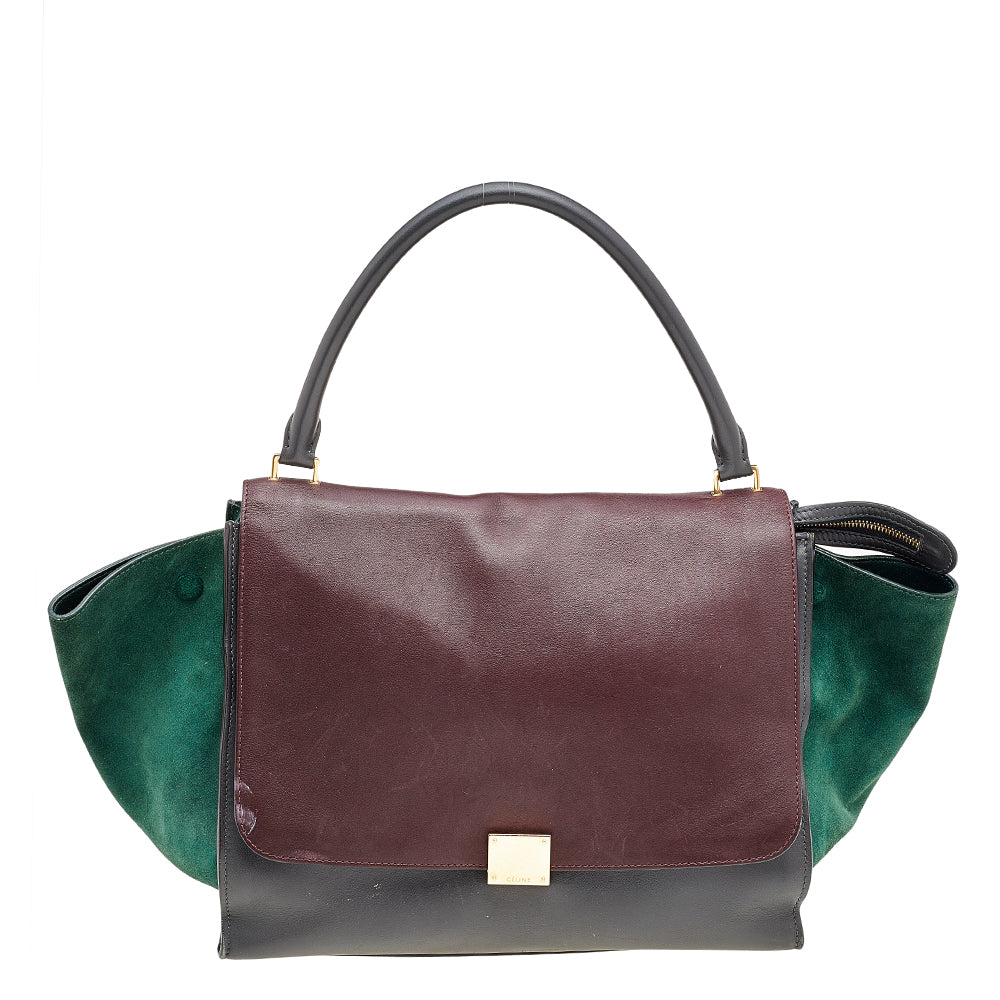 Celine Tricolor Leather And Suede Large Trapeze Top Handle Bag