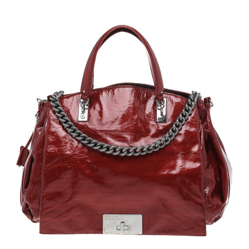 Celine Red Patent Leather Turnlock Flap Chain Bag