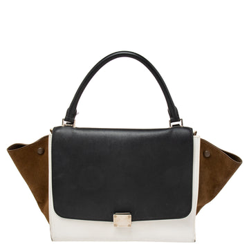 Celine Tri Color Leather and Suede Medium Trapeze Top Handle Bag