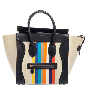 Celine Multicolor Stripe Canvas and Leather Mini Luggage Tote