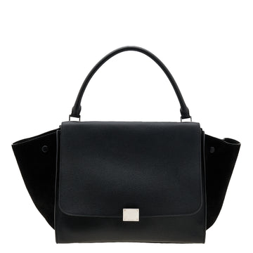 Celine Black Leather and Suede Large Trapeze Top Handle Bag