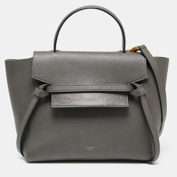 Celine Grey Leather Micro Belt Top Handle Bag