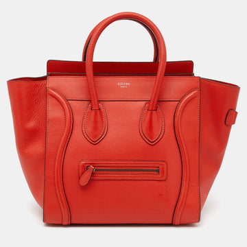 Celine Orange Leather Mini Luggage Tote