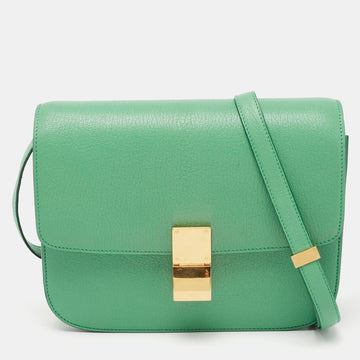 Celine Green Leather Medium Classic Box Shoulder Bag