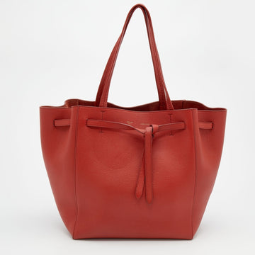 Celine Orange Soft Grained Leather Small Cabas Phantom Tote