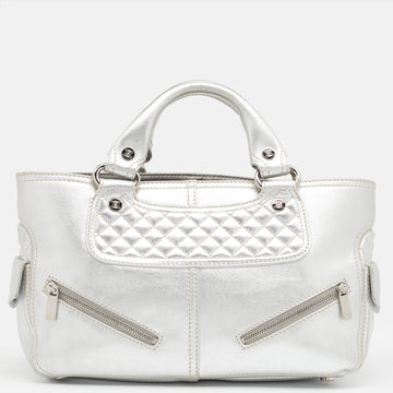 Celine Metallic Silver Leather Boogie Tote