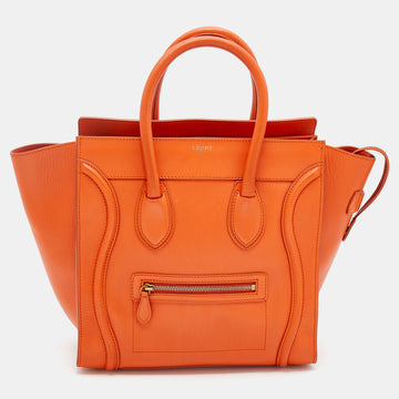 Celine Orange Leather Mini Luggage Tote