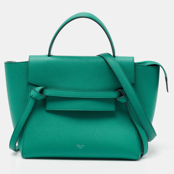 Celine Green Leather Micro Belt Top Handle Bag