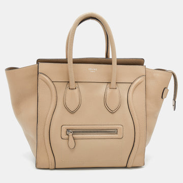 Celine Beige Leather Mini Luggage Tote