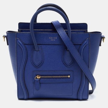 Celine Blue Leather Nano Luggage Tote