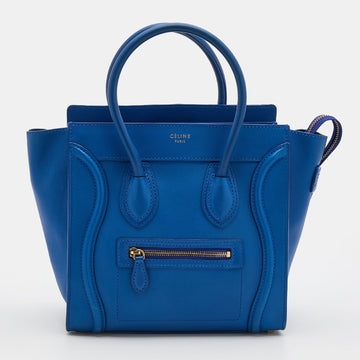 Celine Blue Leather Micro Luggage Tote