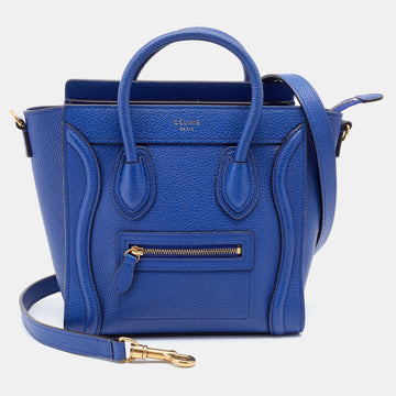 Celine Blue Leather Nano Luggage Tote