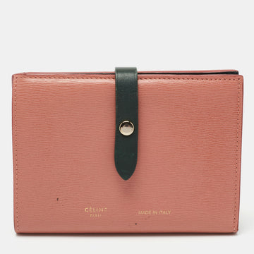 Celine Pink/Green Large Multifunction Strap Wallet