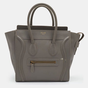 Celine Grey Leather Micro Luggage Tote