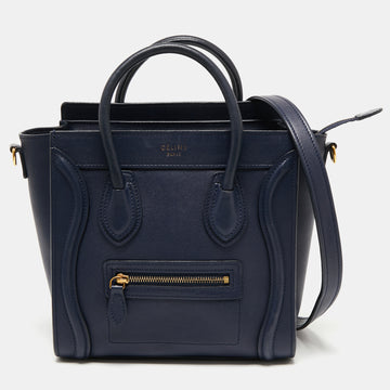 Celine Blue Leather Micro Luggage Tote