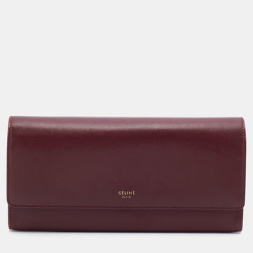 Celine Burgundy Leather Flap Continental Wallet