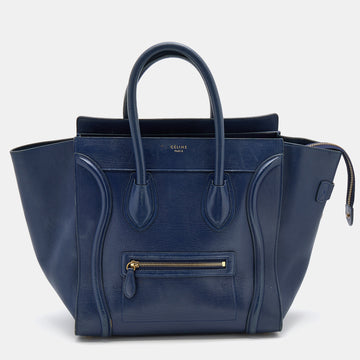 Celine Navy Blue Leather Mini Luggage Tote