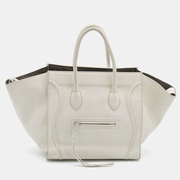 Celine White Leather Medium Phantom Luggage Tote