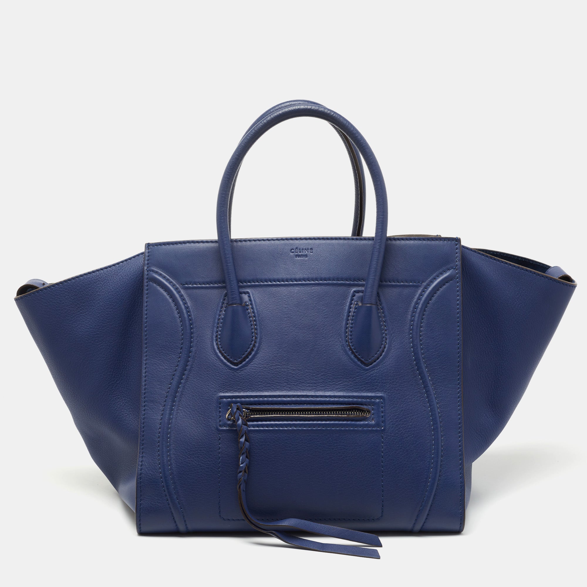 Celine Blue Leather Medium Phantom Luggage Tote