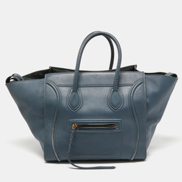 Celine Blue Leather Medium Phantom Luggage Tote