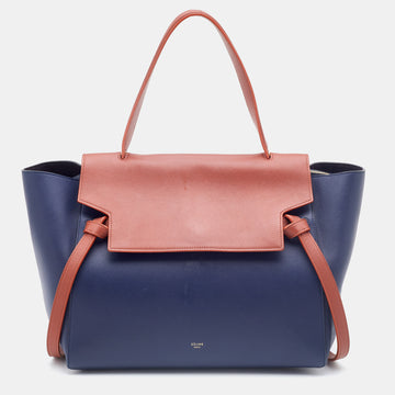 Celine Navy Blue Leather Mini Belt Top Handle Bag