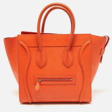 Celine Orange Leather Mini Luggage Tote