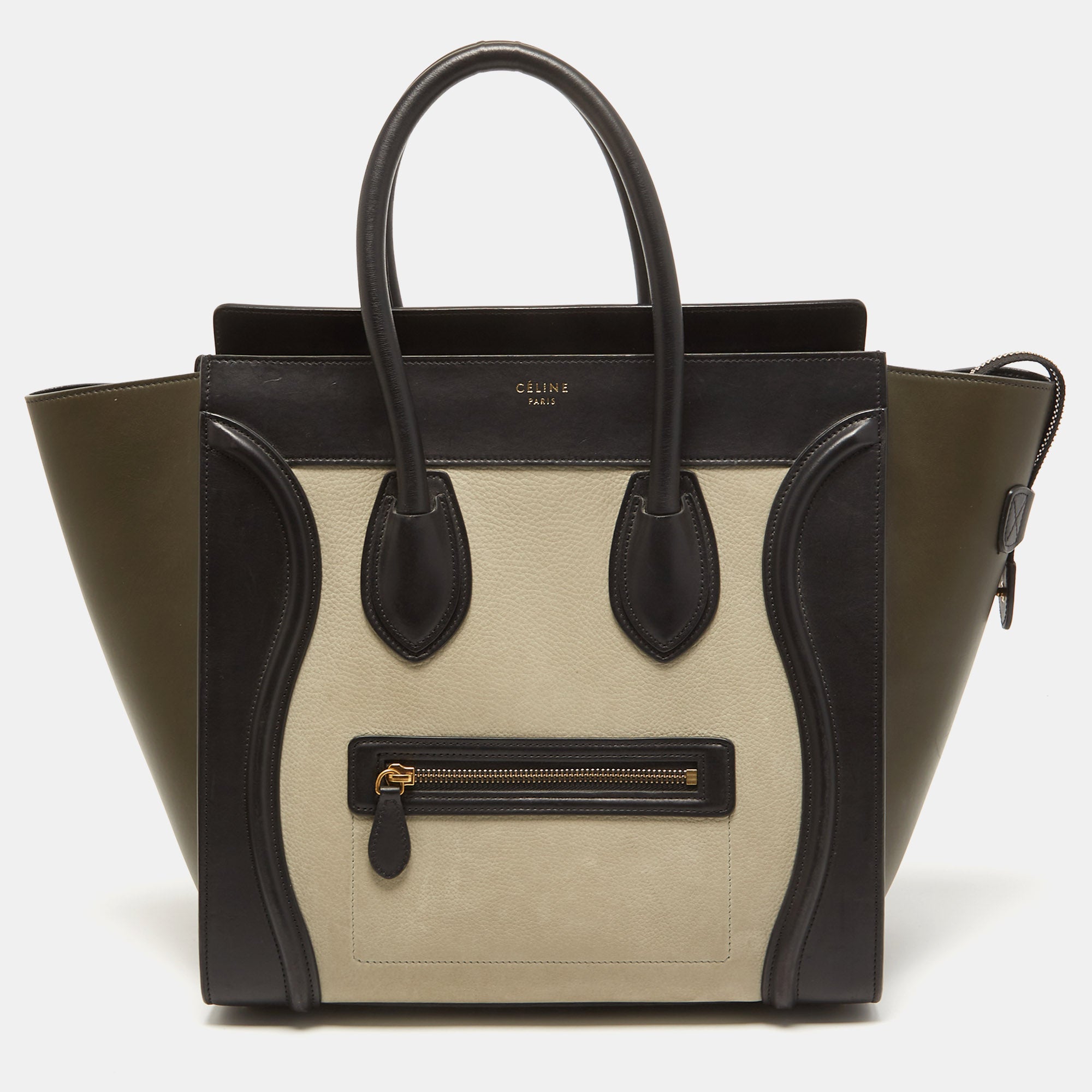 Celine Tricolor Nubuck and Leather Mini Luggage Tote