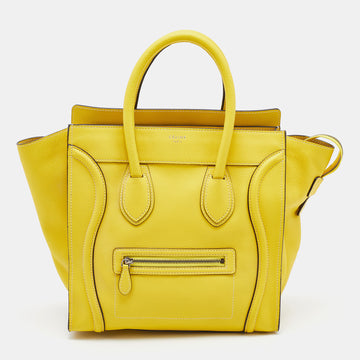 Celine Yellow Leather Mini Luggage Tote