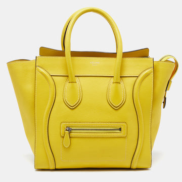 CELINE Yellow Leather Mini Luggage Tote