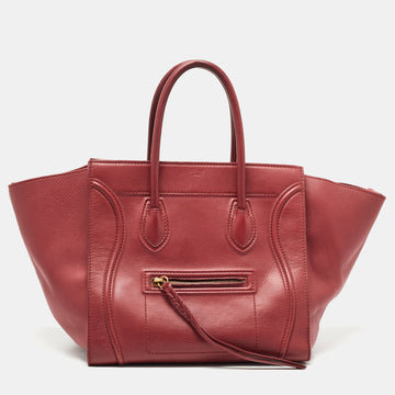 CELINE Red Leather Medium Phantom Luggage Tote