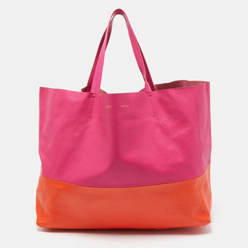 CELINE Magenta/Orange Leather Horizontal Cabas Tote