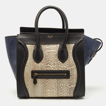CELINE Tricolor Watersnake and Leather Mini Luggage Tote