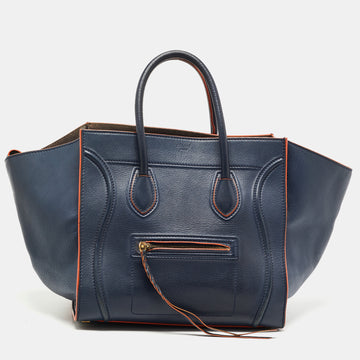 CELINE Navy Blue/Orange Leather Medium Phantom Luggage Tote