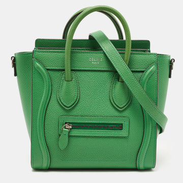 CELINE Green Leather Nano Luggage Tote